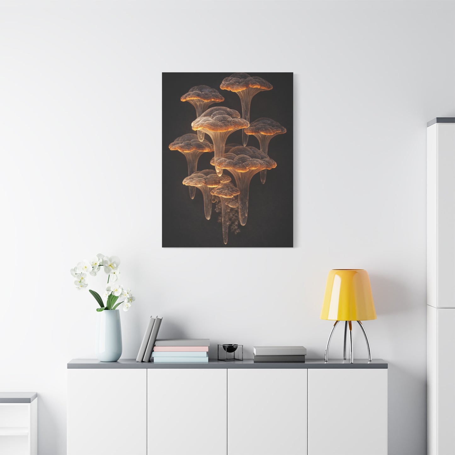 Luminous Amber Lingzhi Sculpture Study Wall Art & Canvas Print