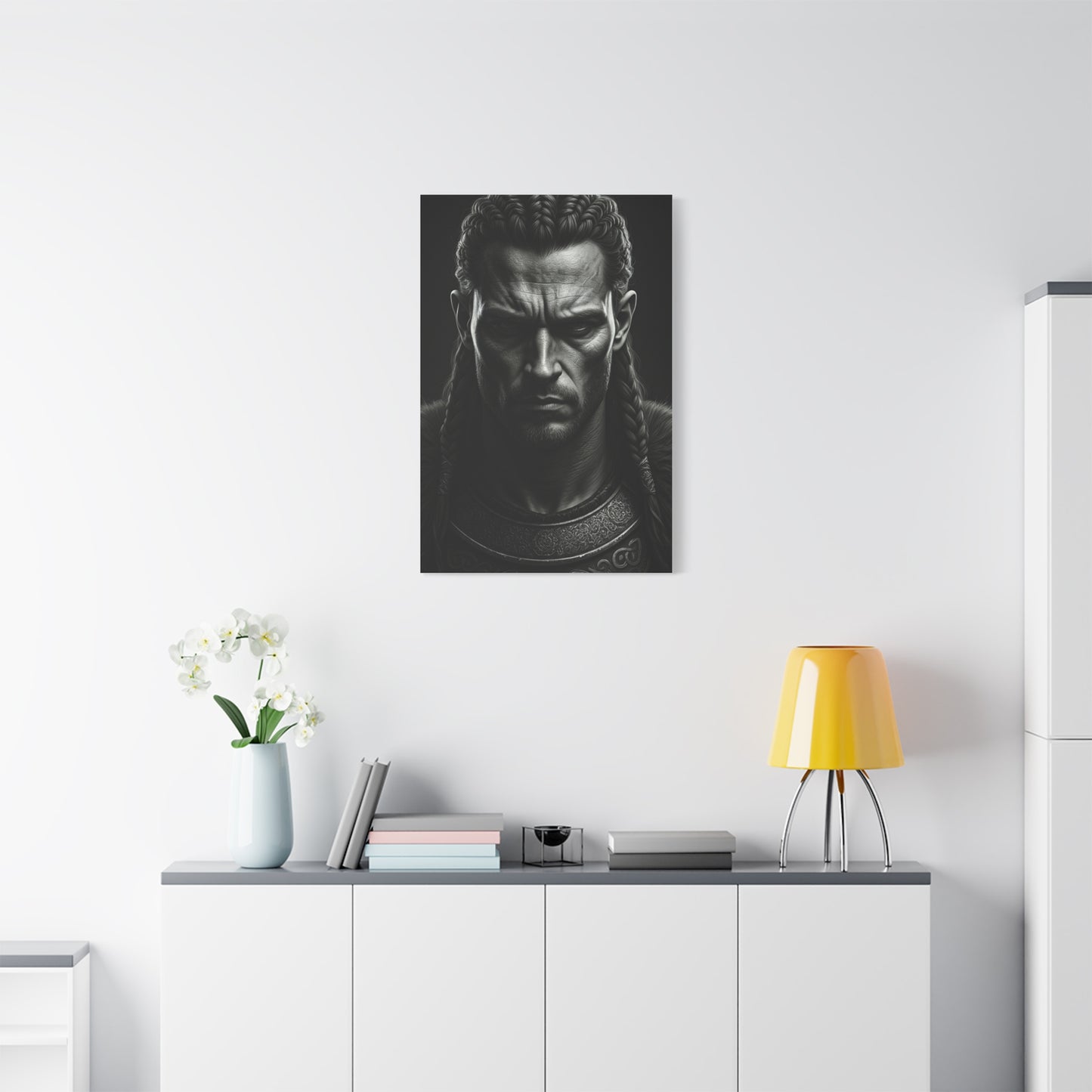 Unyielding Strength Black & White Warrior Portrait Wall Art & Canvas Prints