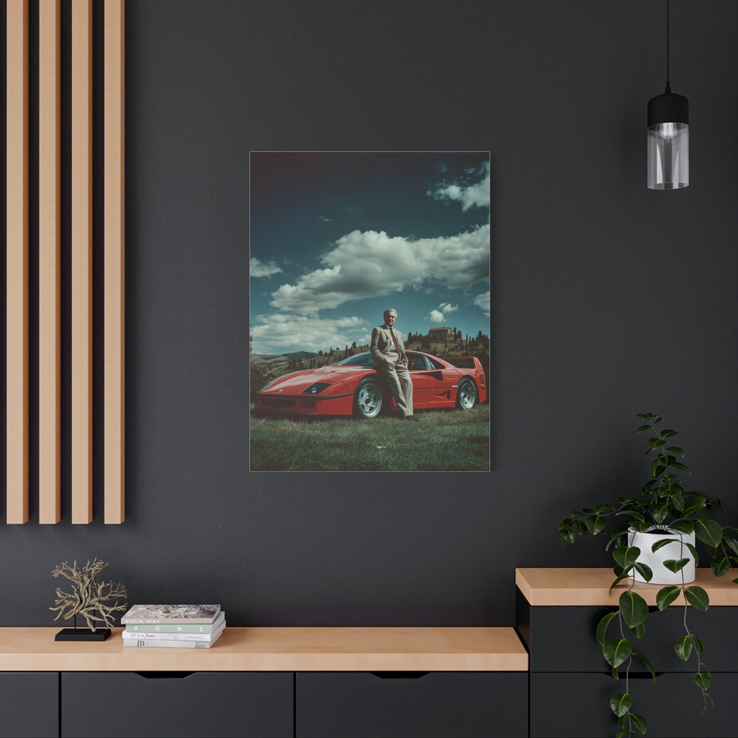 Enzo Ferrari Standing Beside the Ferrari F40 (1987) Wall Art & Canvas Print