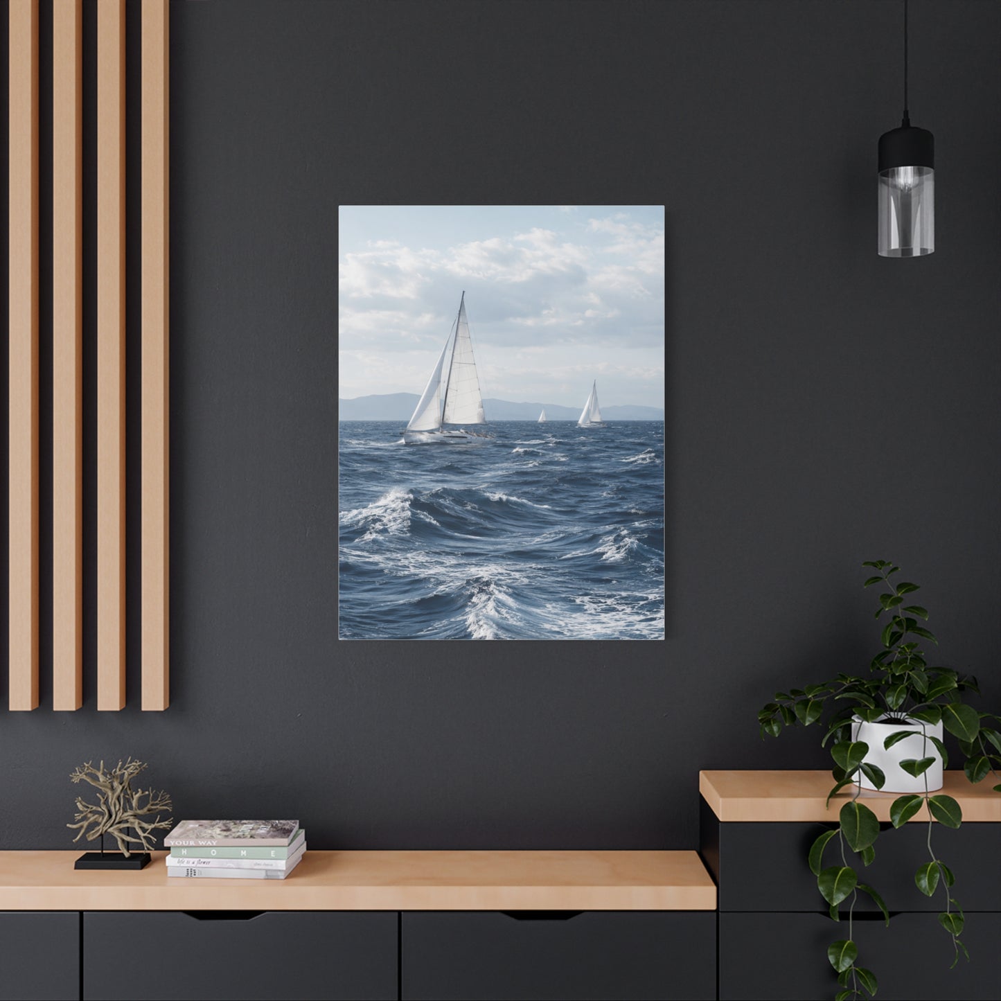 Sailing Horizon Coastal Elegance Scene Wall Art & Canvas Print
