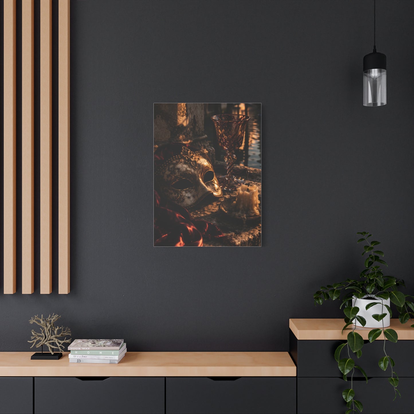 Venetian Mask Candlelight Still Life Wall Art & Canvas Print