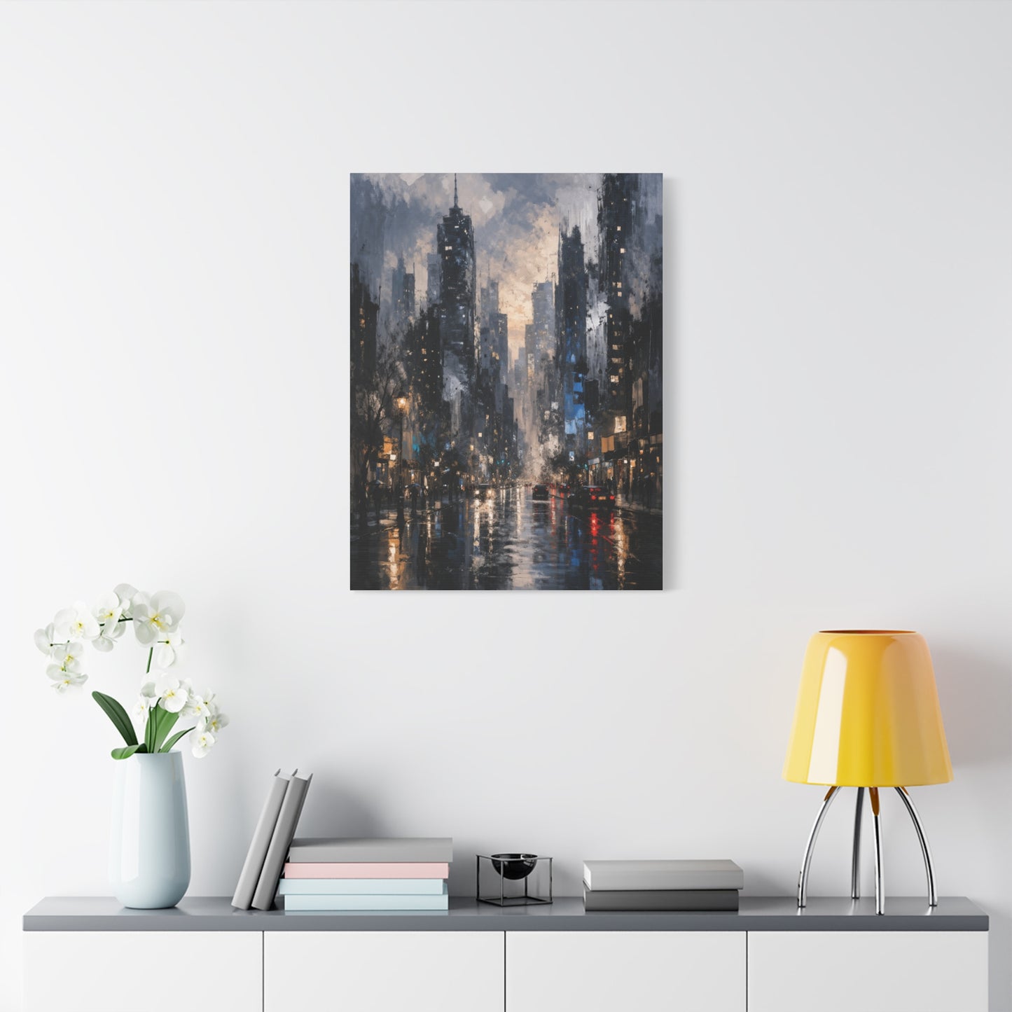 Rainy Cityscape Nights Wall Art & Canvas Print