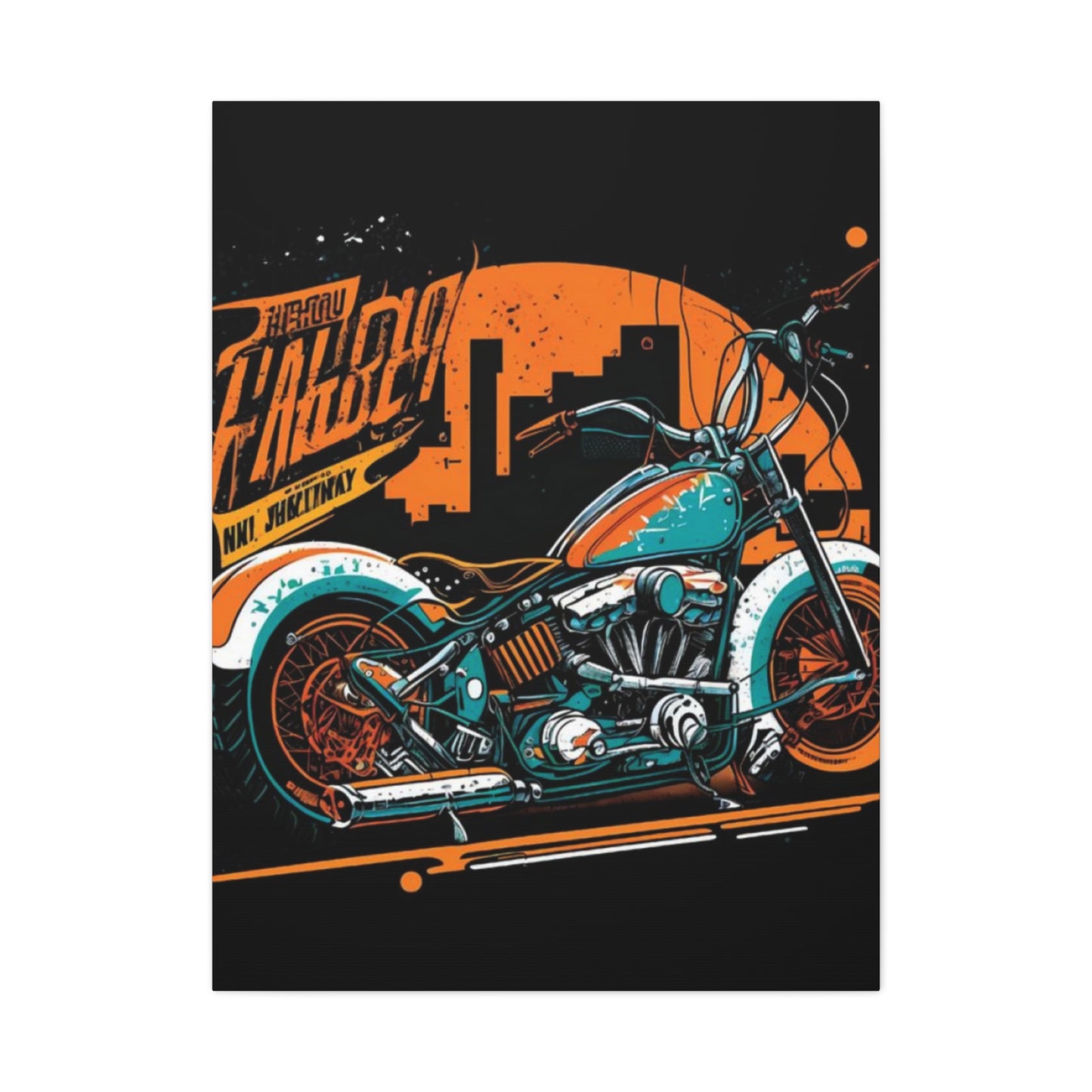 Classic Blue Painting Motorcycle Wall Art & Canvas Prints