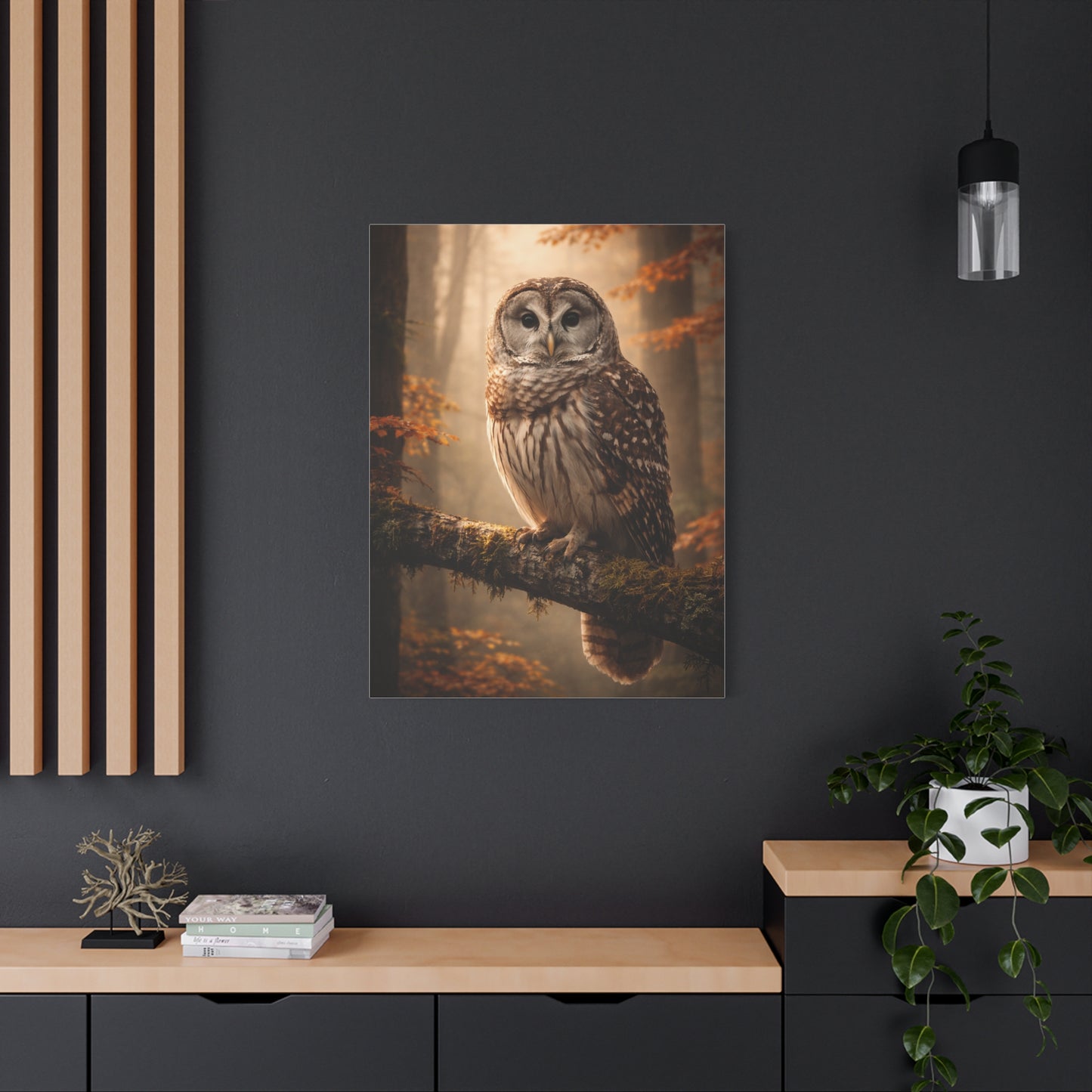 Barred Owl Autumn Forest Portrait Wall Art & Canvas Print