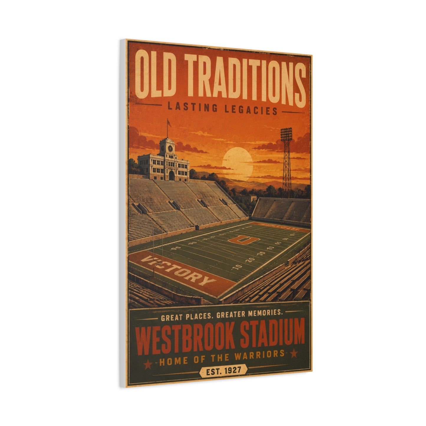 Westbrook Stadium Vintage Legacy Sports Wall Art & Canvas Print