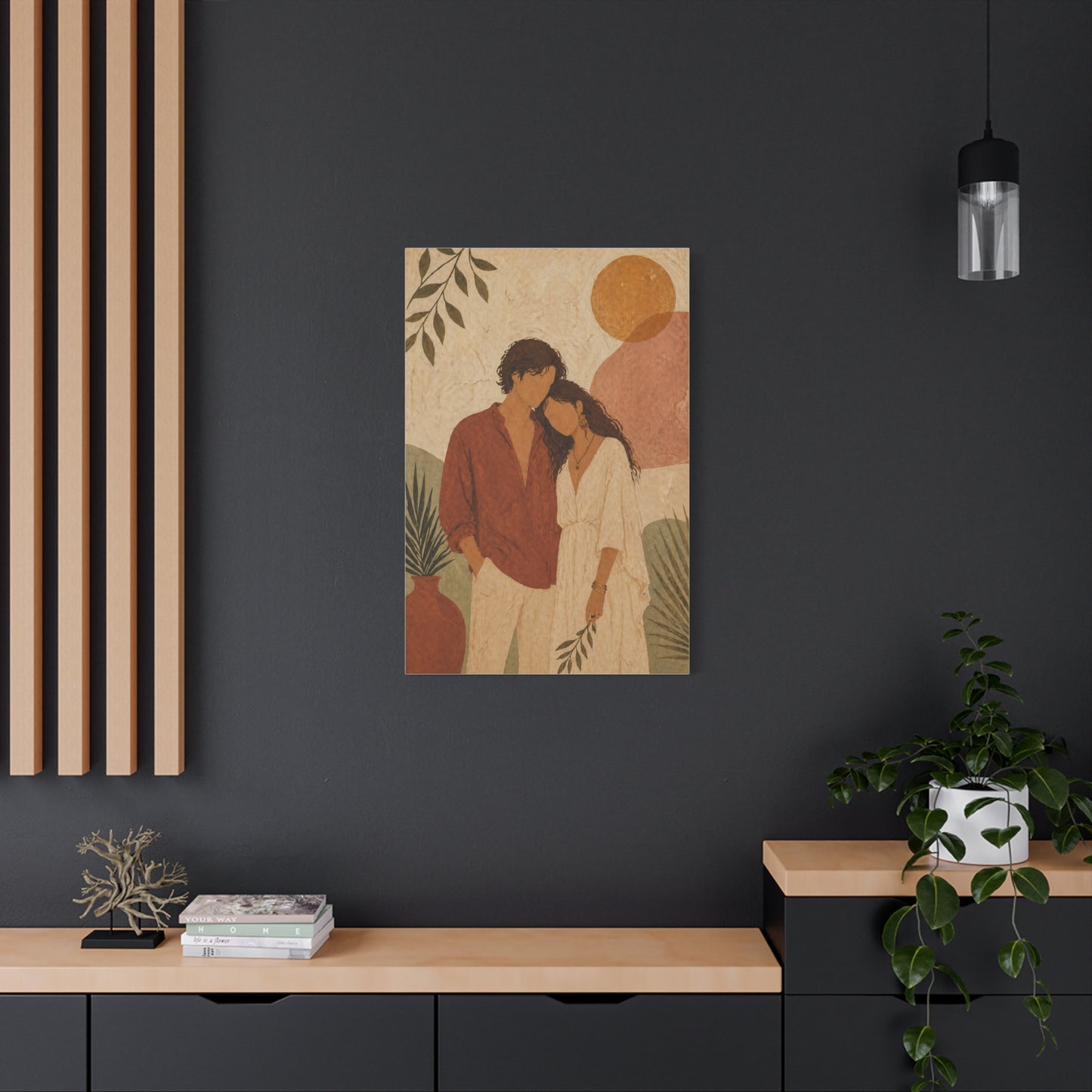 Bohemian Faceless Couple Portrait Wall Art & Canvas Print
