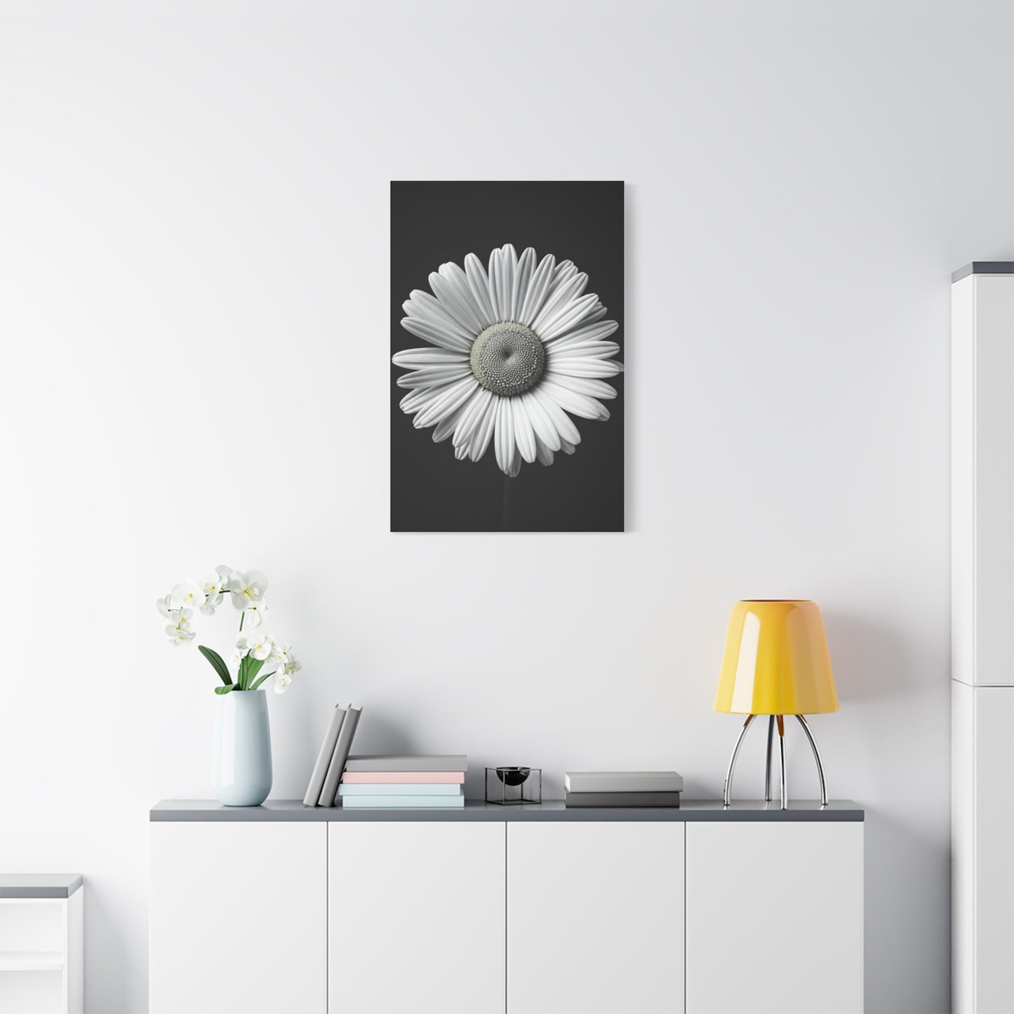 White Daisy Bloom Portrait Wall Art & Canvas Prints