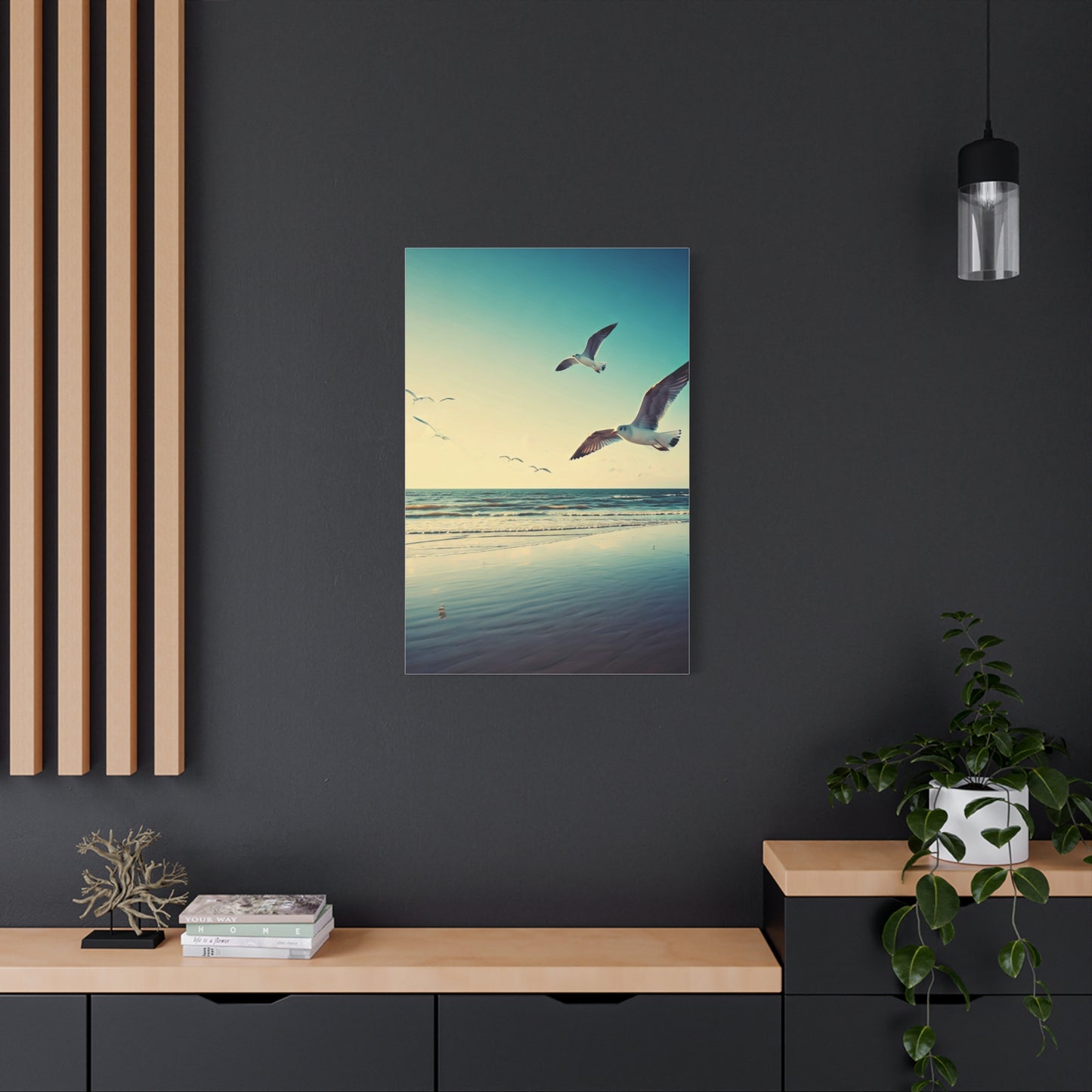 Seagulls in Flight Over Gentle Waves Wall Art & Canvas Prints