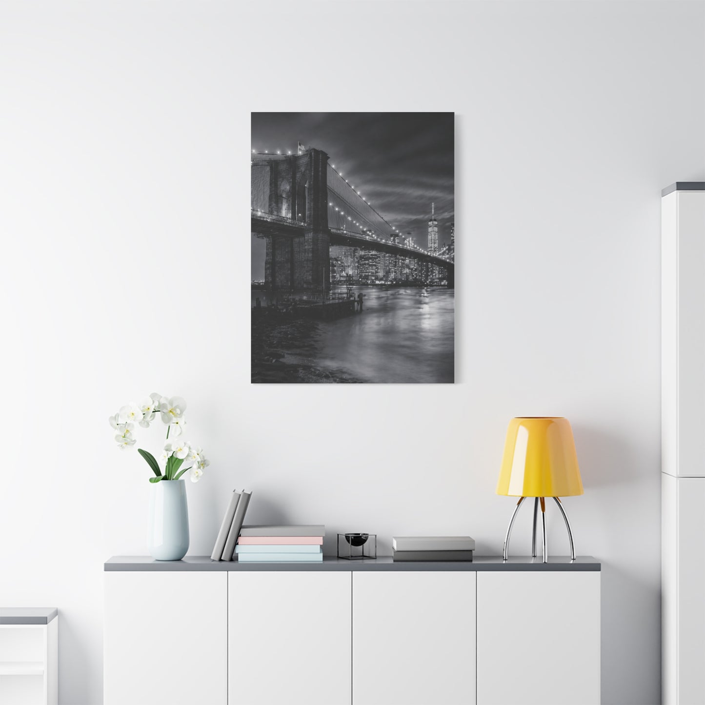 Brooklyn Bridge Night Panorama Wall Art & Canvas Print