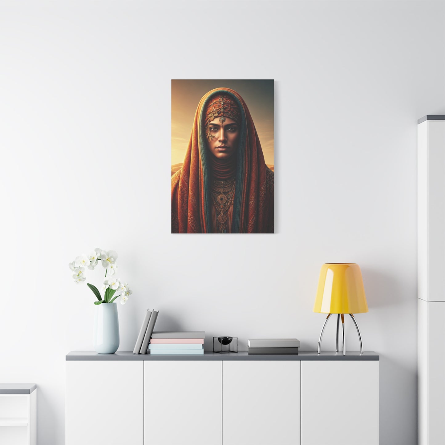 Desert Veil Woman Portrait Wall Art & Canvas Prints