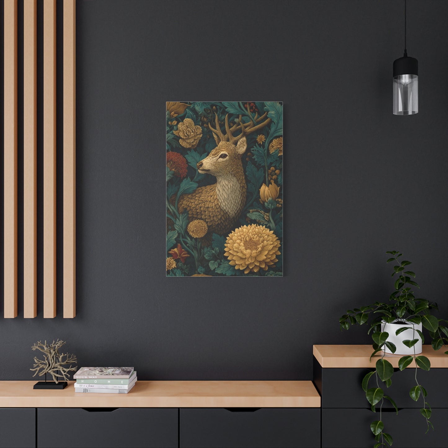 Art Deco Black and Gold Stag Wall Art & Canvas Print