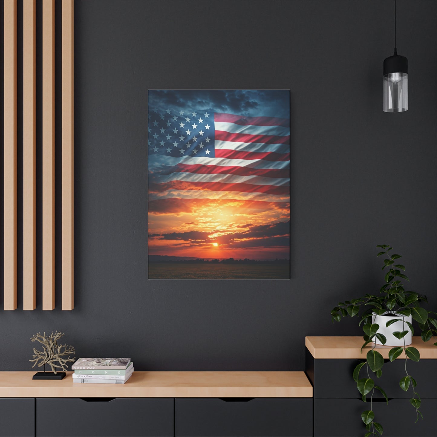 American Flag Sunset Glory Wall Art & Canvas Prints