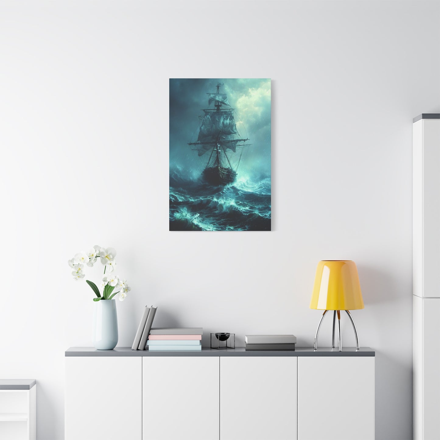 Sailing Ship In Dark Drawing Wall Art & Canvas Prints