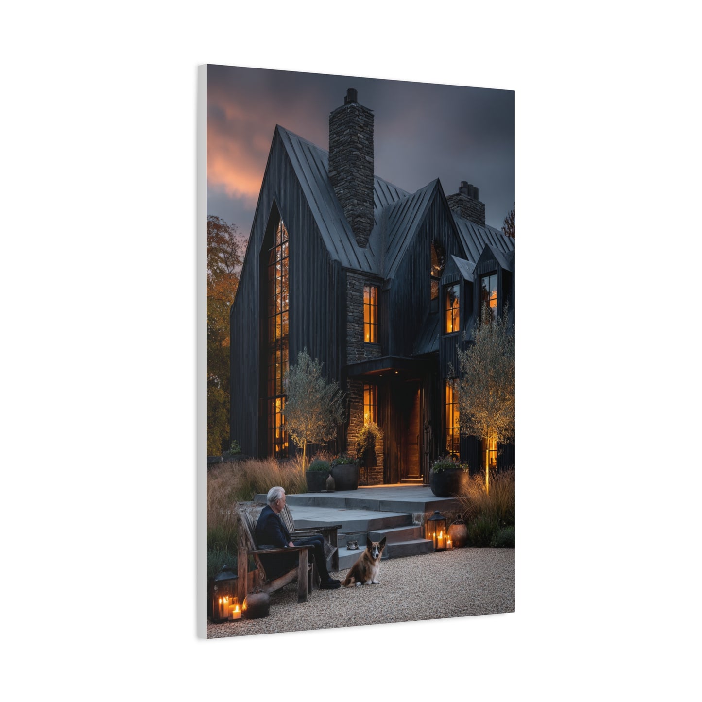 Lavish Black Farmhouse Courtyard Wall Art & Canvas Print