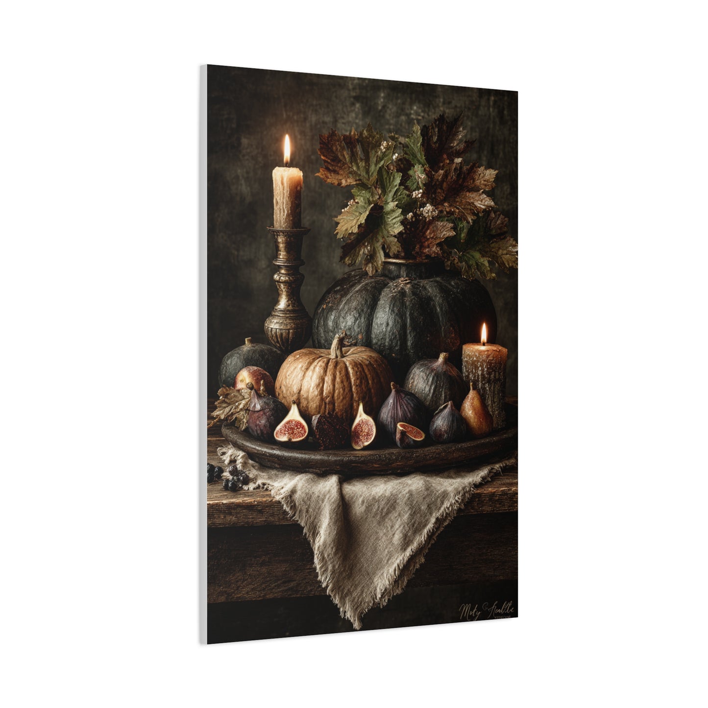 Autumn Harvest Candle Still Life Wall Art & Canvas Print