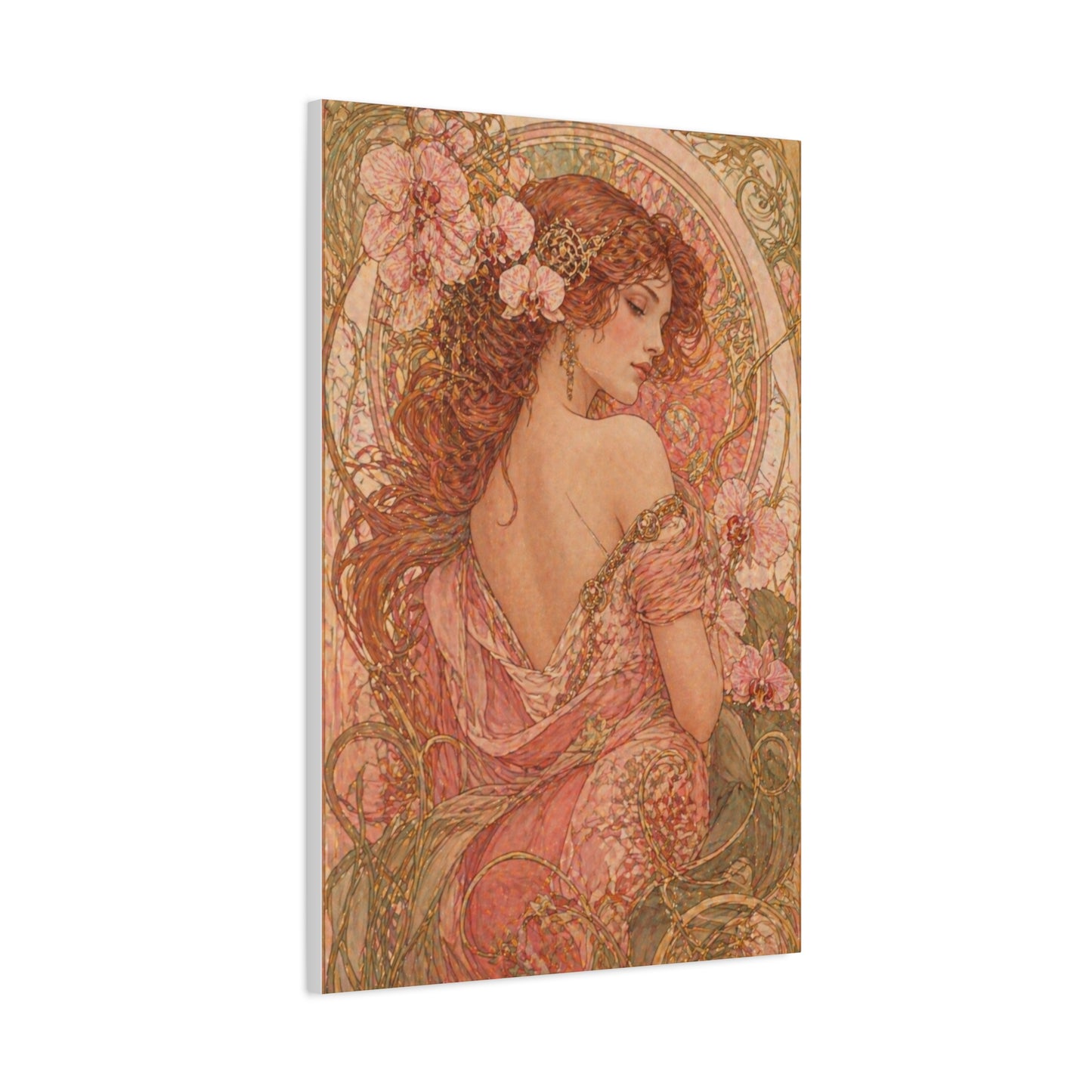 Art Nouveau Pink Muse Portrait Wall Art & Canvas Print