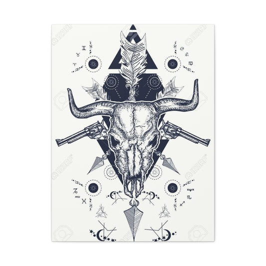 Guns And Skull Drawing Wall Art & Canvas Prints