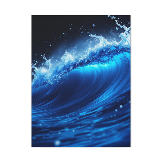 Powerful Ocean Wave in Electric Blue Motion Wall Art & Canvas Prints