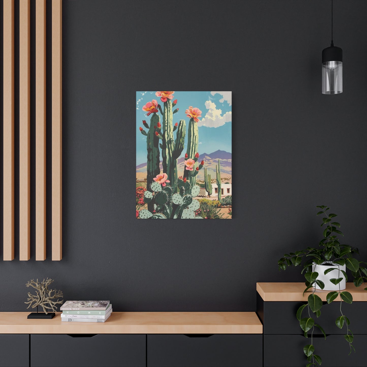 Flower Cactus In A Desert Wall Art & Canvas Prints