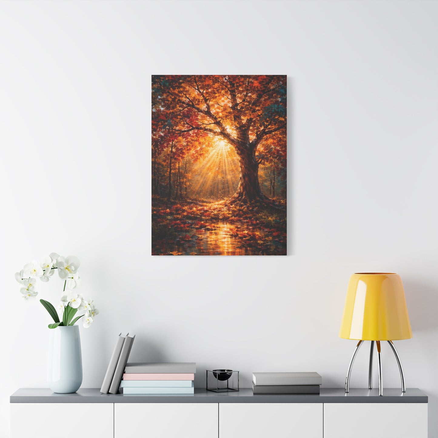 Radiant Autumn Sunburst Tree Wall Art & Canvas Print