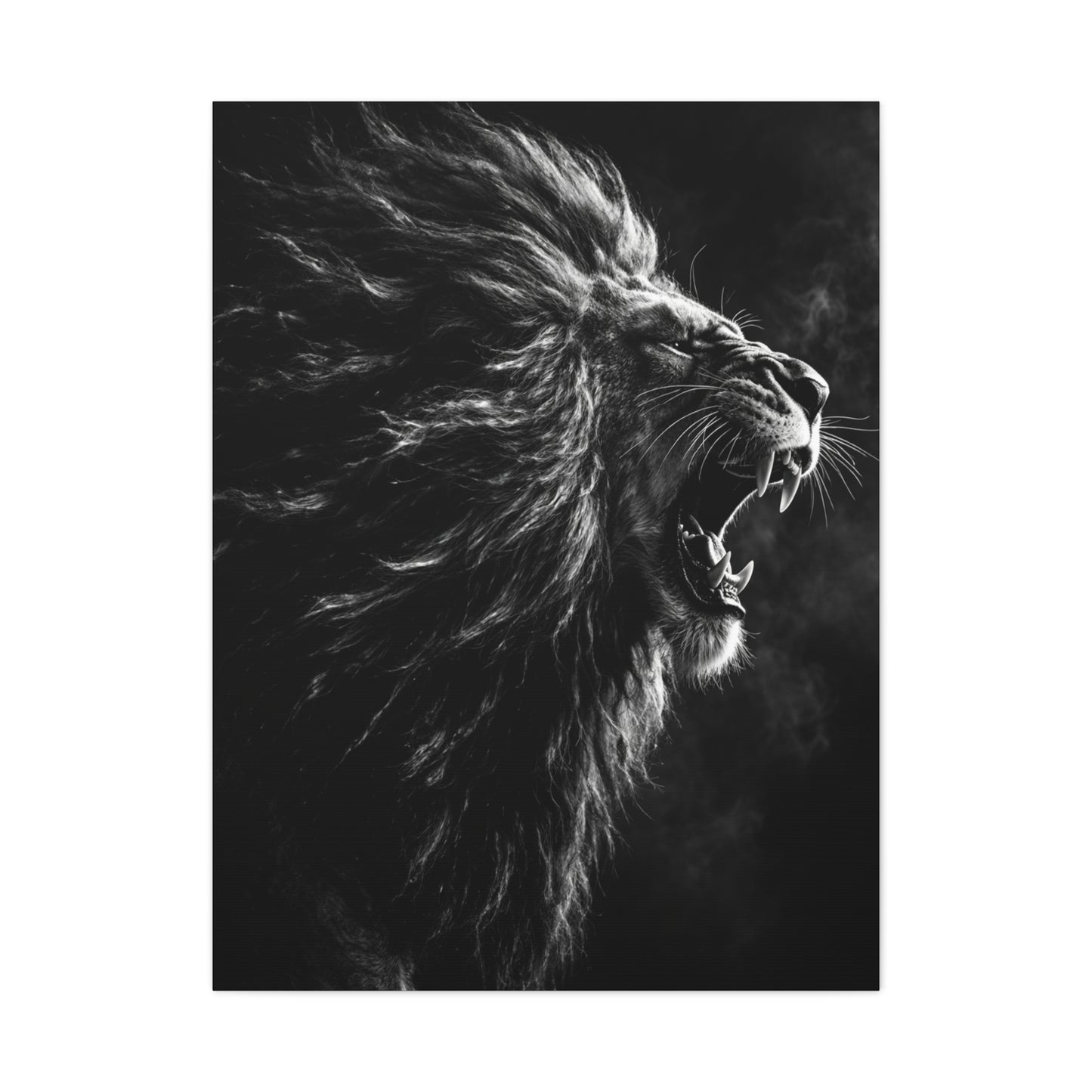 Roaring Lion Monochrome Power Wall Art & Canvas Print