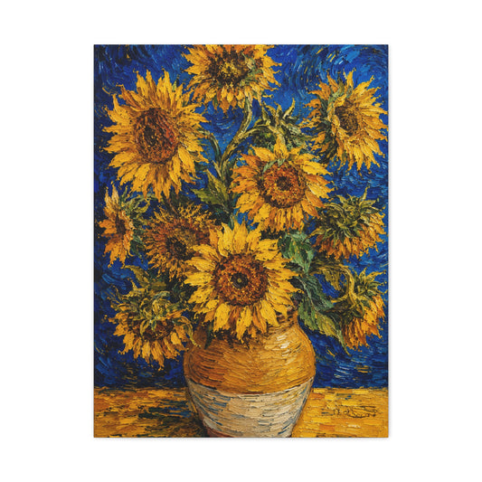 Impressionist Sunflower Vase Painting Wall Art & Canvas Print