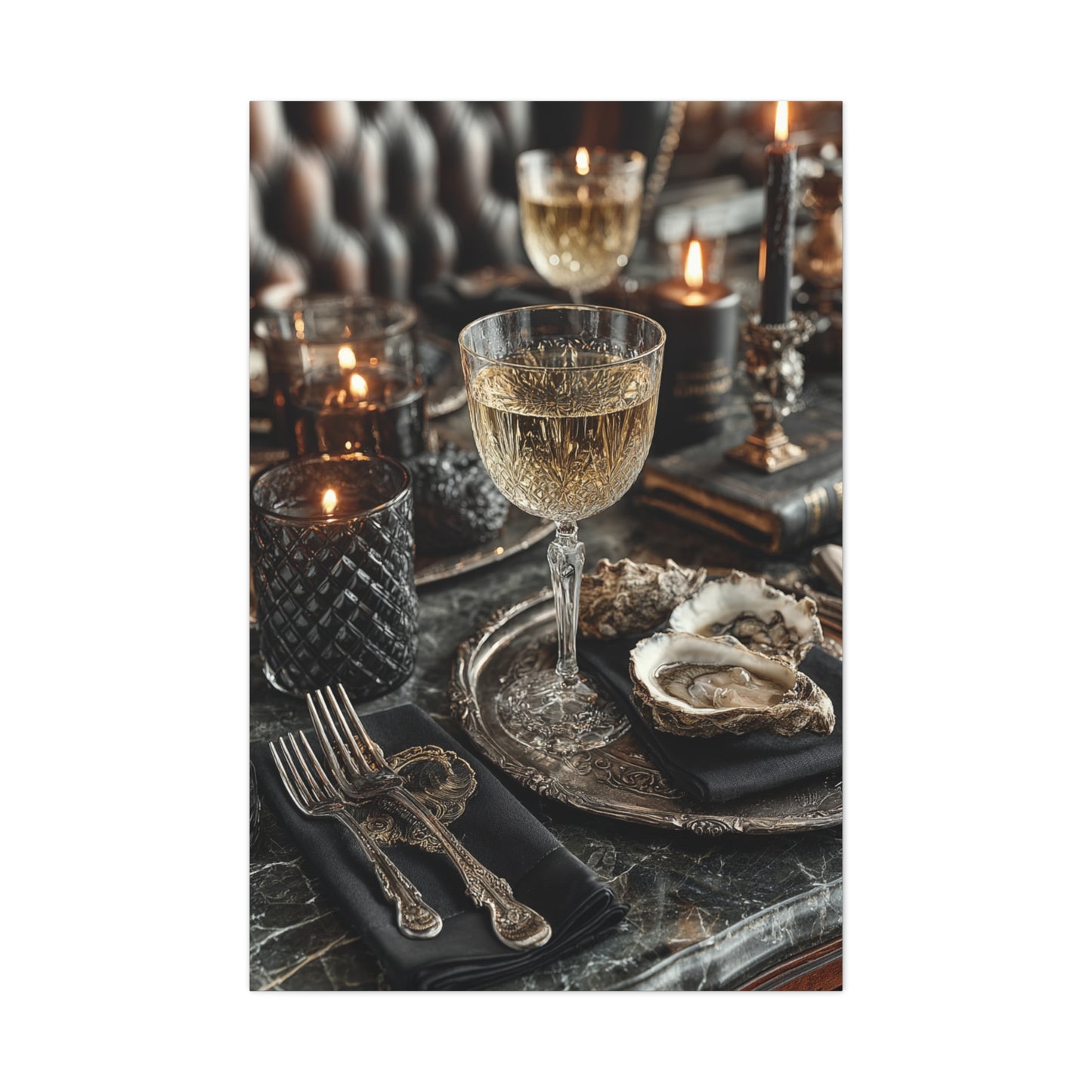 Champagne and Oyster Luxury Table Wall Art & Canvas Print