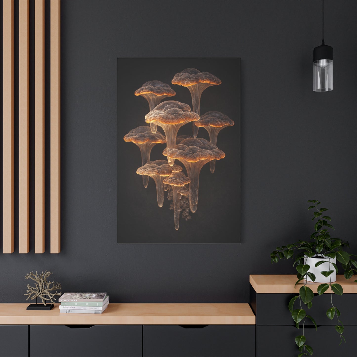 Luminous Amber Lingzhi Sculpture Study Wall Art & Canvas Print