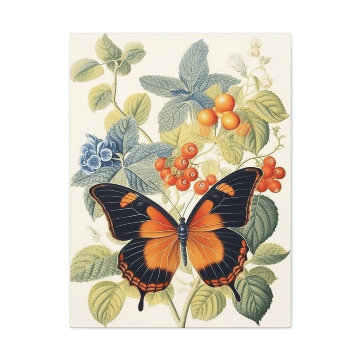 Butterfly on Berries Painting Wall Art & Canvas Prints