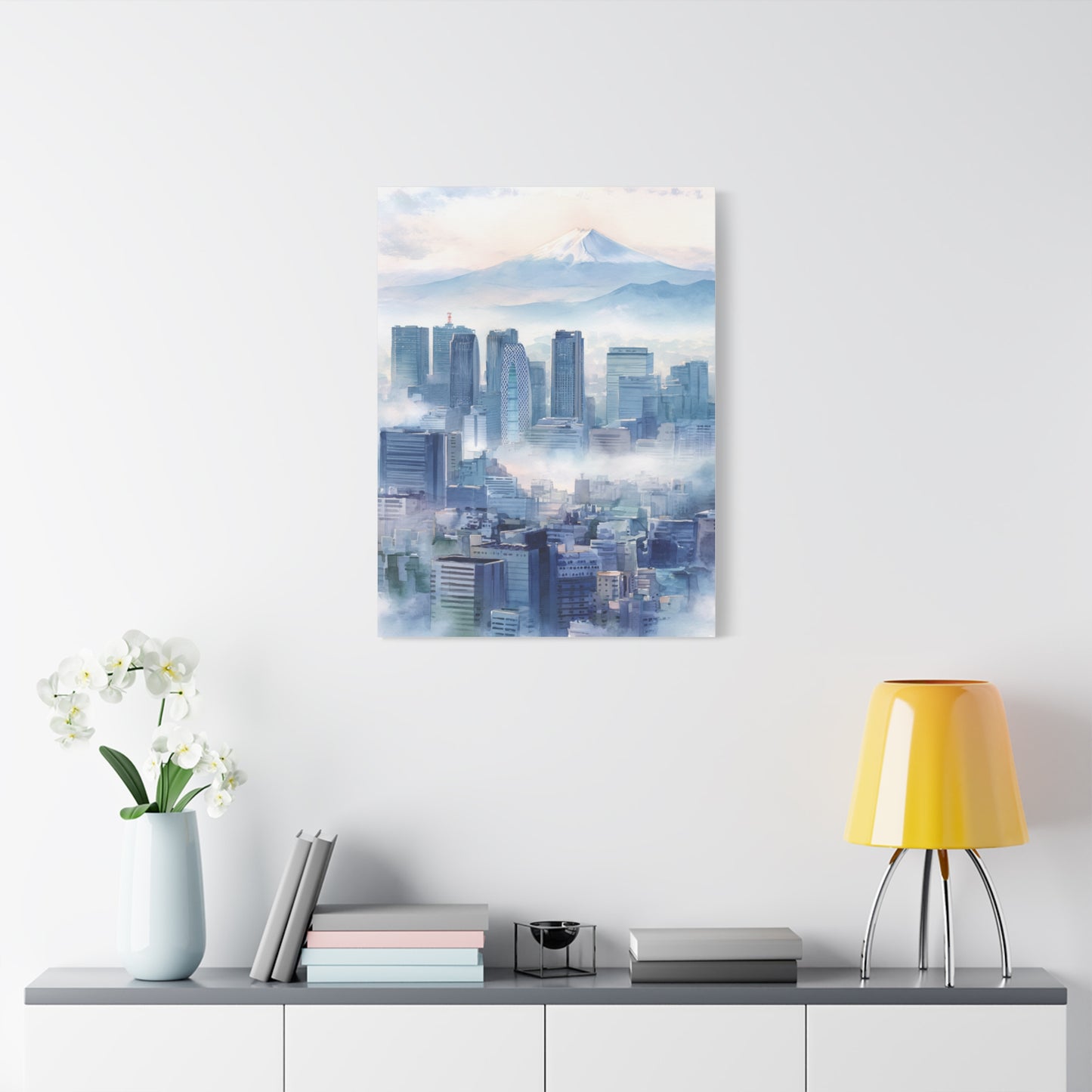 Tokyo Skyline Morning Mist With Mount Fuji Wall Art & Canvas Print