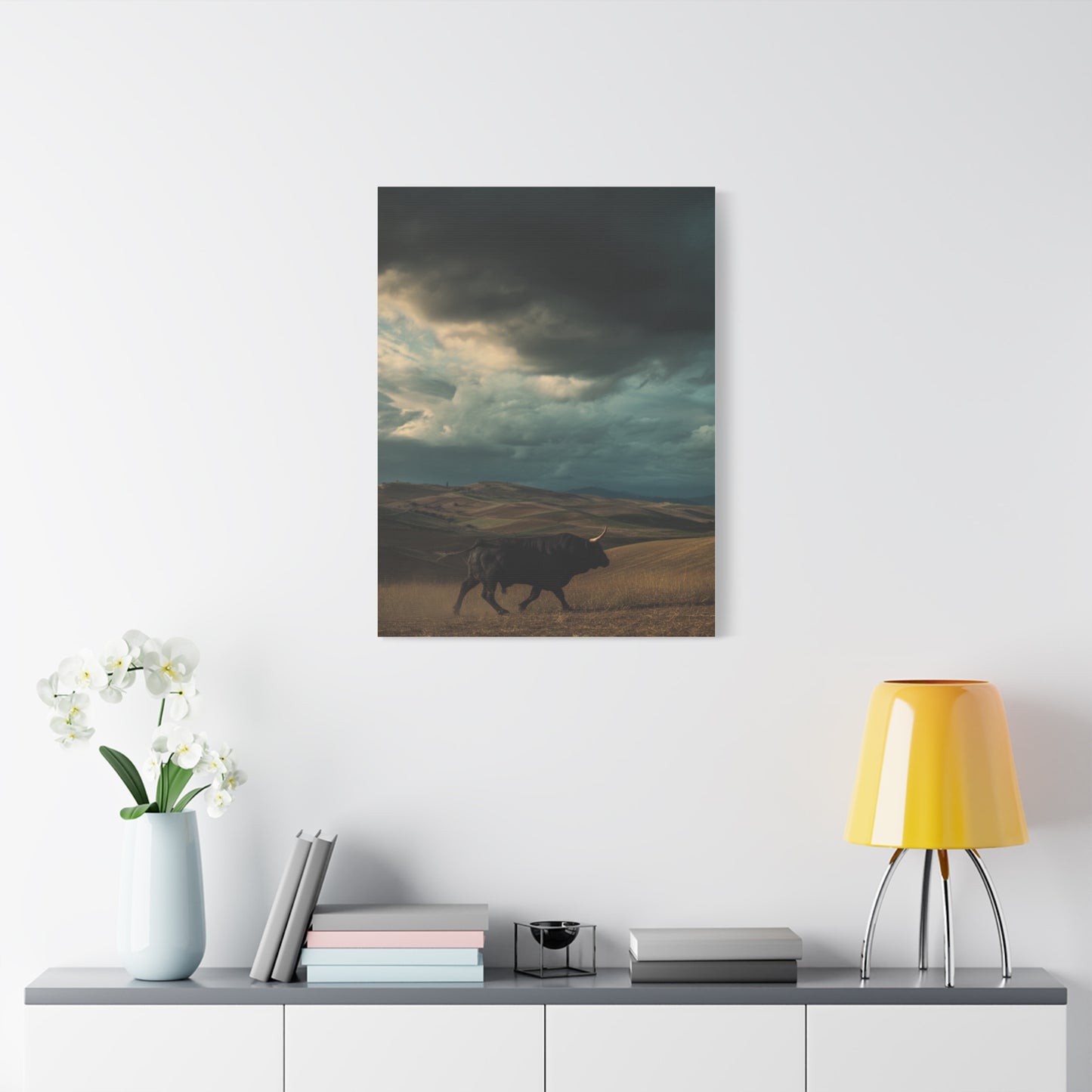 Storm Valley Black Bull Wall Art & Canvas Print