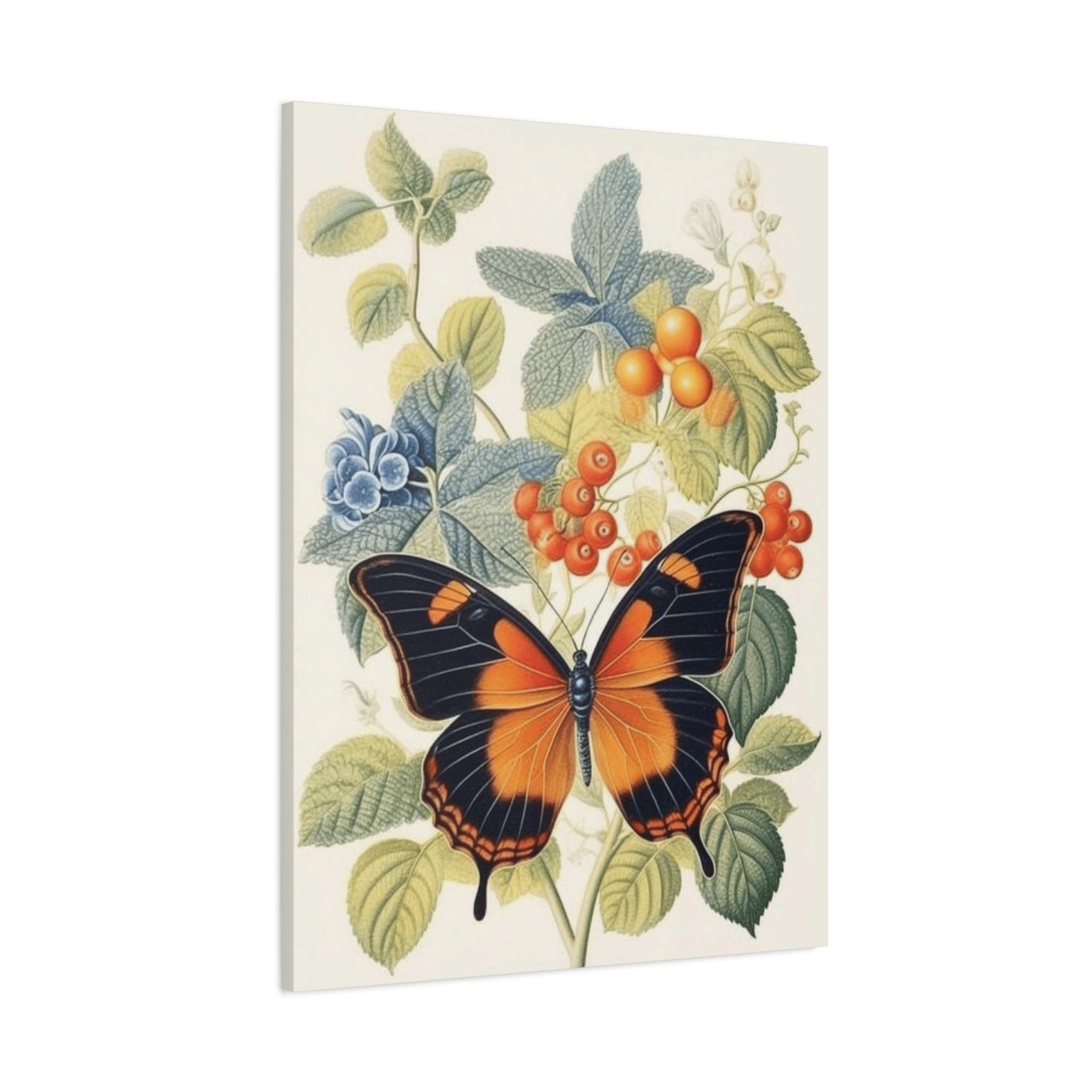 Butterfly on Berries Painting Wall Art & Canvas Prints