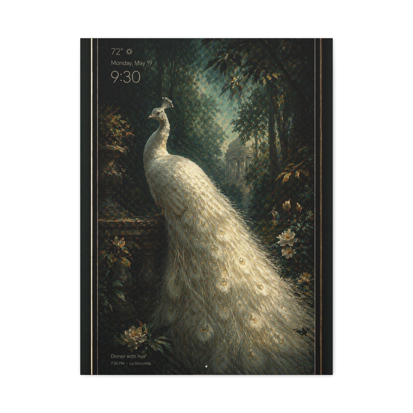 Digital White Peacock Forest Display Wall Art & Canvas Print