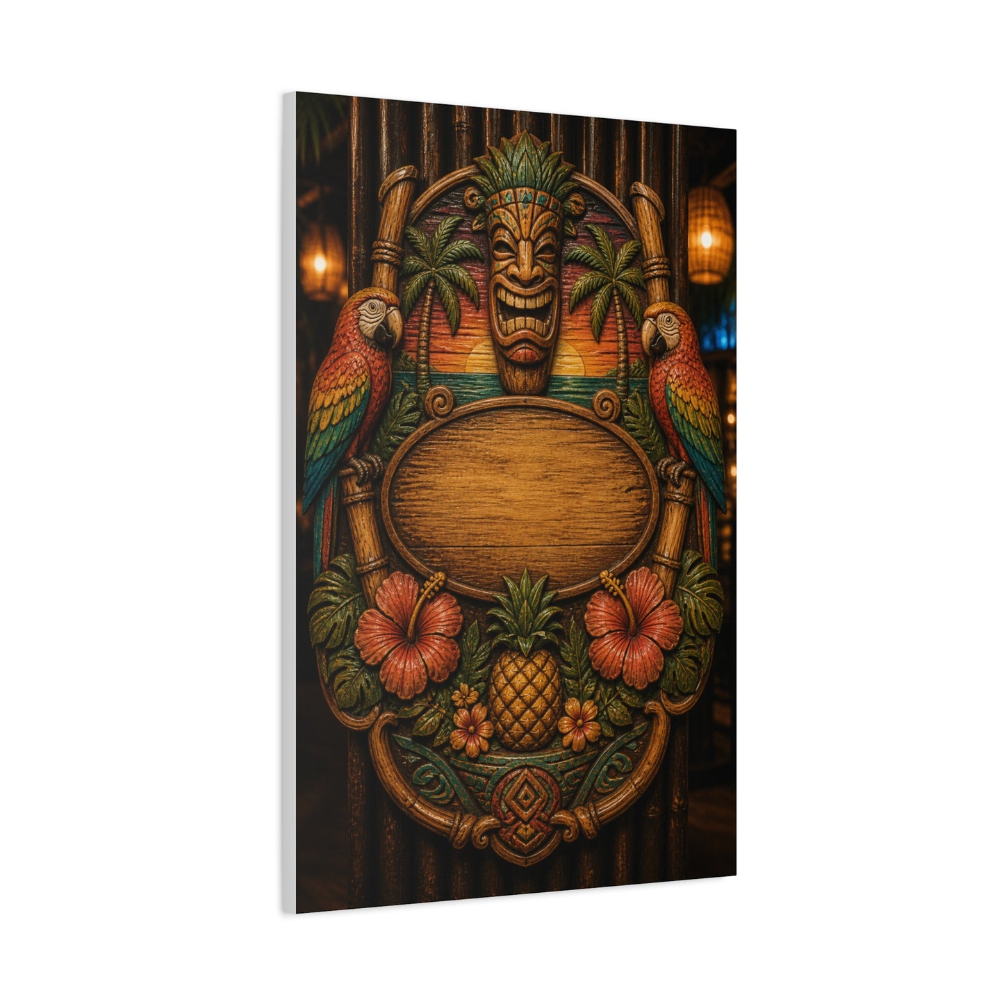 Tropical Tiki Bar Crest Wall Art & Canvas Print