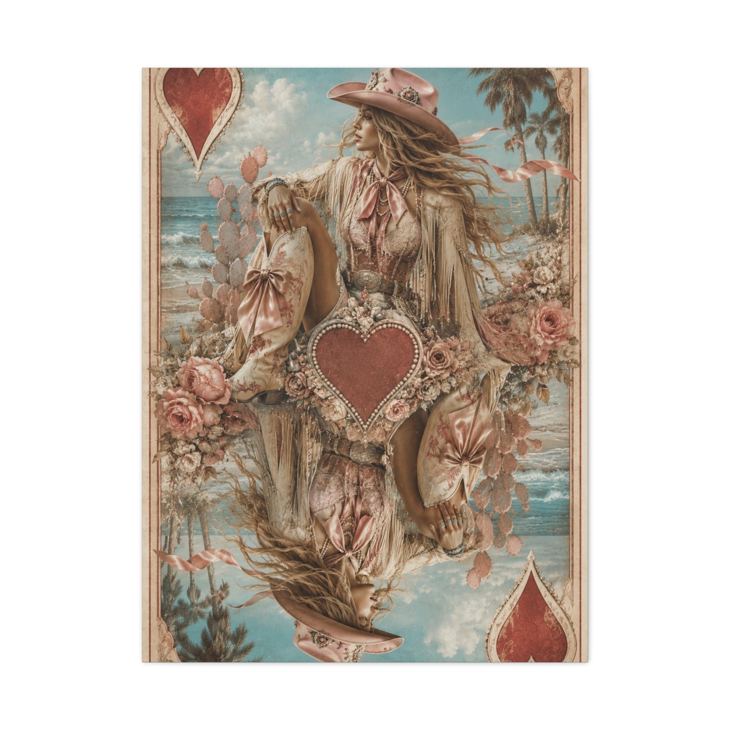 Coastal Cowgirl Playing Card Portrait Wall Art & Canvas Print