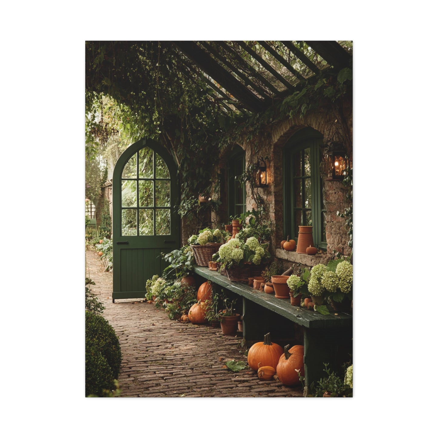 Autumn Greenhouse Harvest Scene Wall Art & Canvas Print