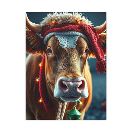 Christmas Cow Art Supreme Gallery Wall Art & Canvas Print