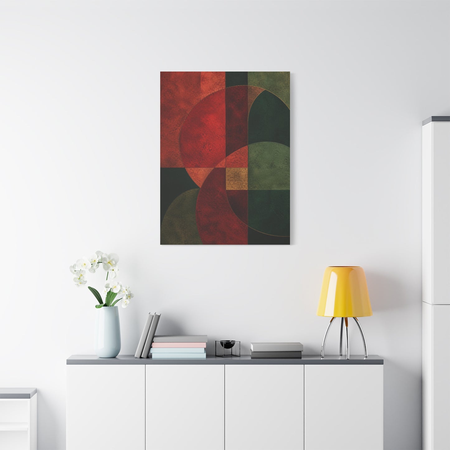 Red and Emerald Geometric Abstract Wall Art & Canvas Print