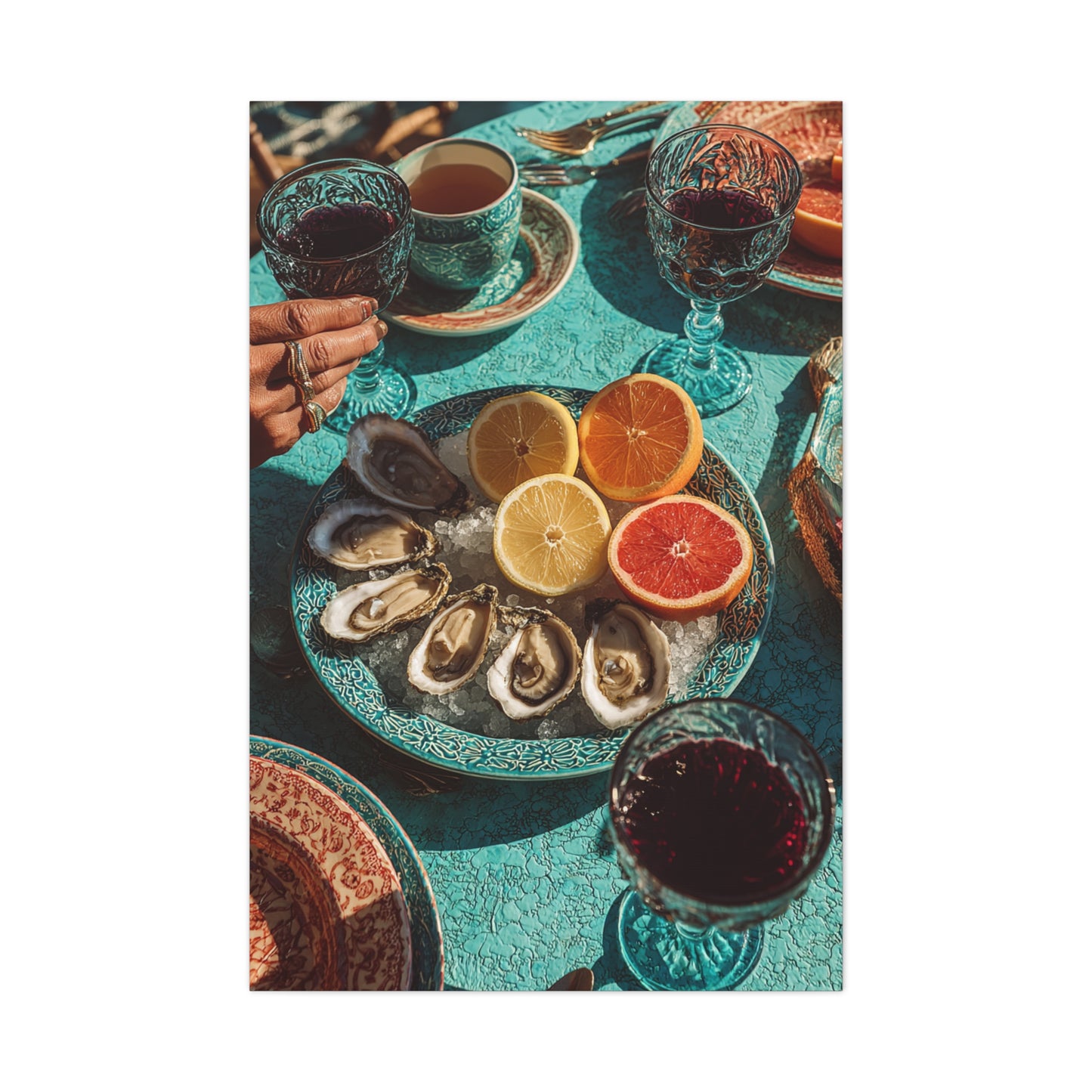 Mediterranean Seafood Table Still Life Wall Art & Canvas Print