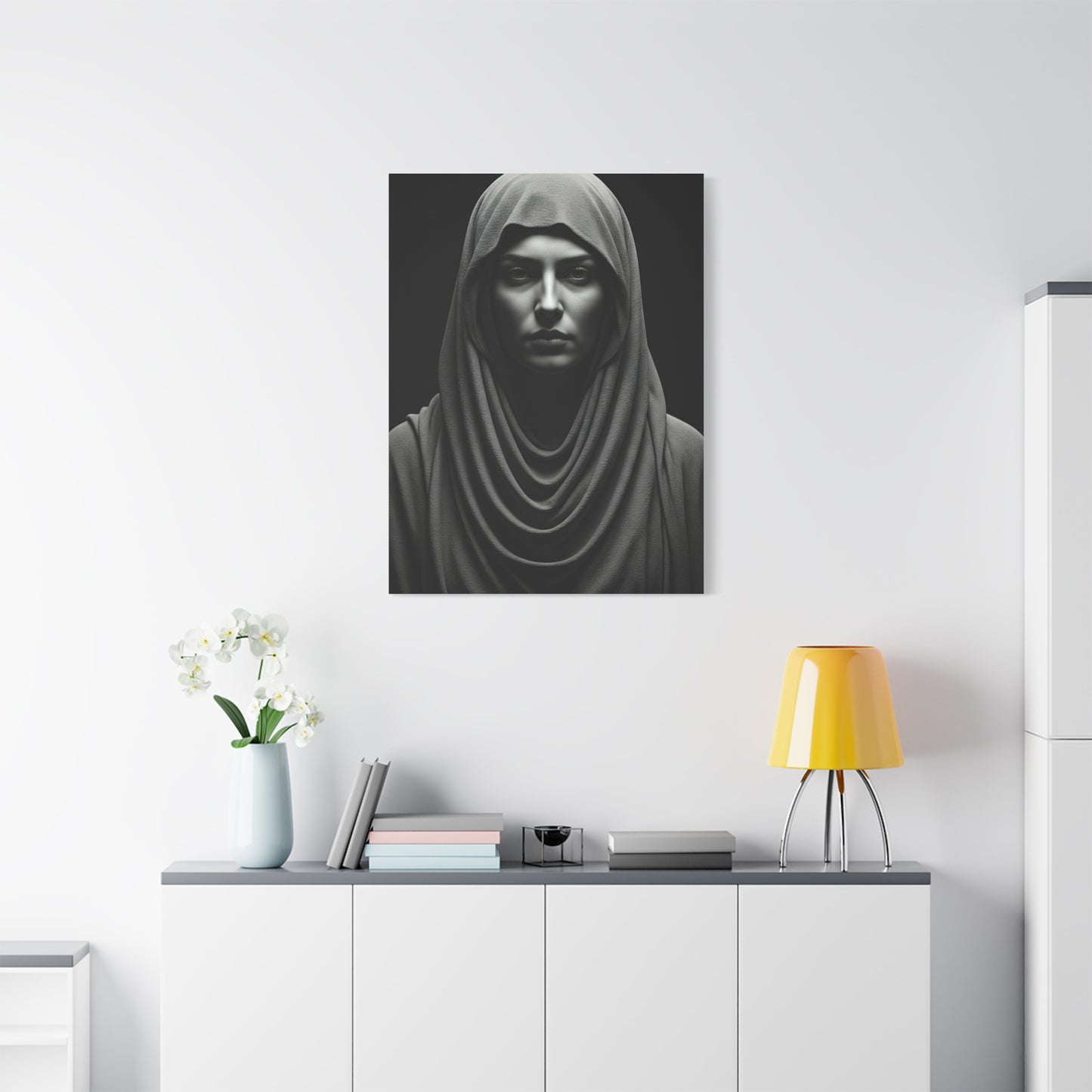 Veiled Serenity Black & White Portrait Wall Art & Canvas Prints