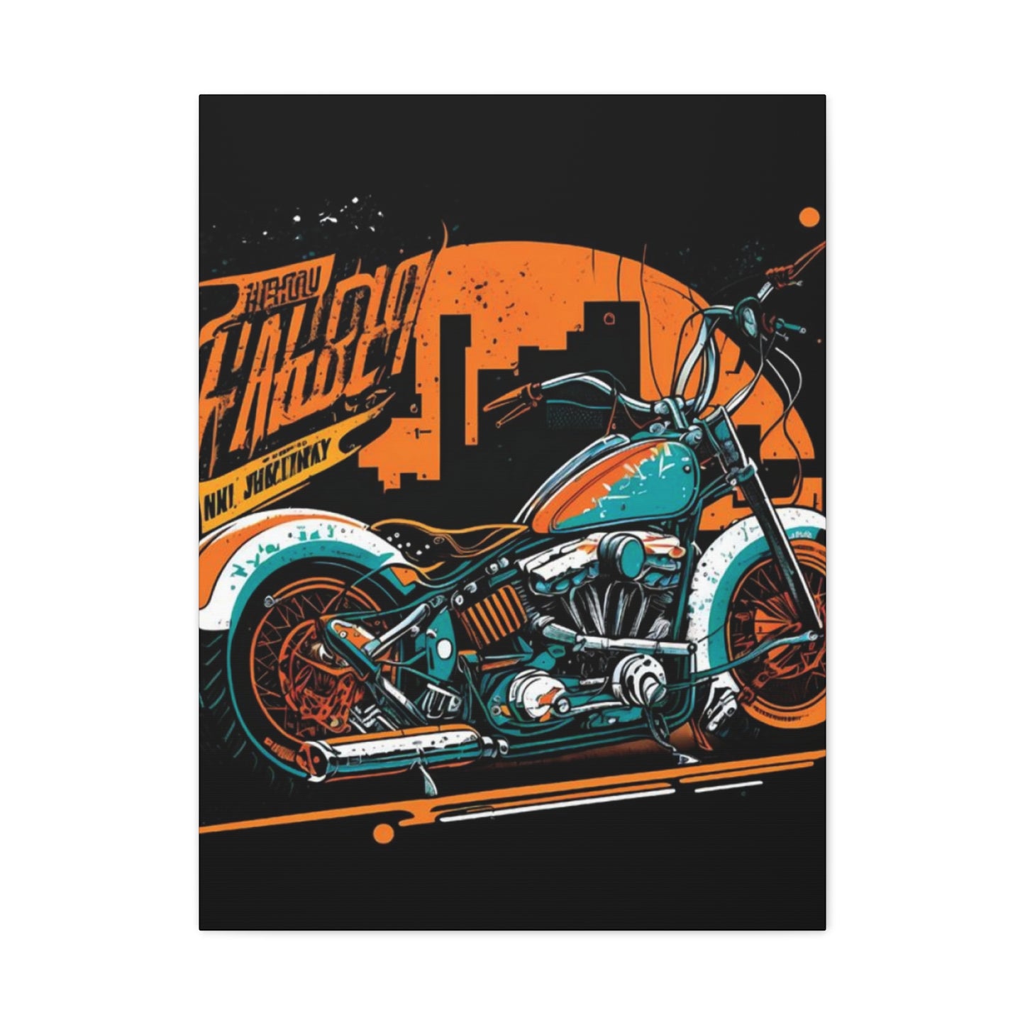 Classic Blue Painting Motorcycle Wall Art & Canvas Prints