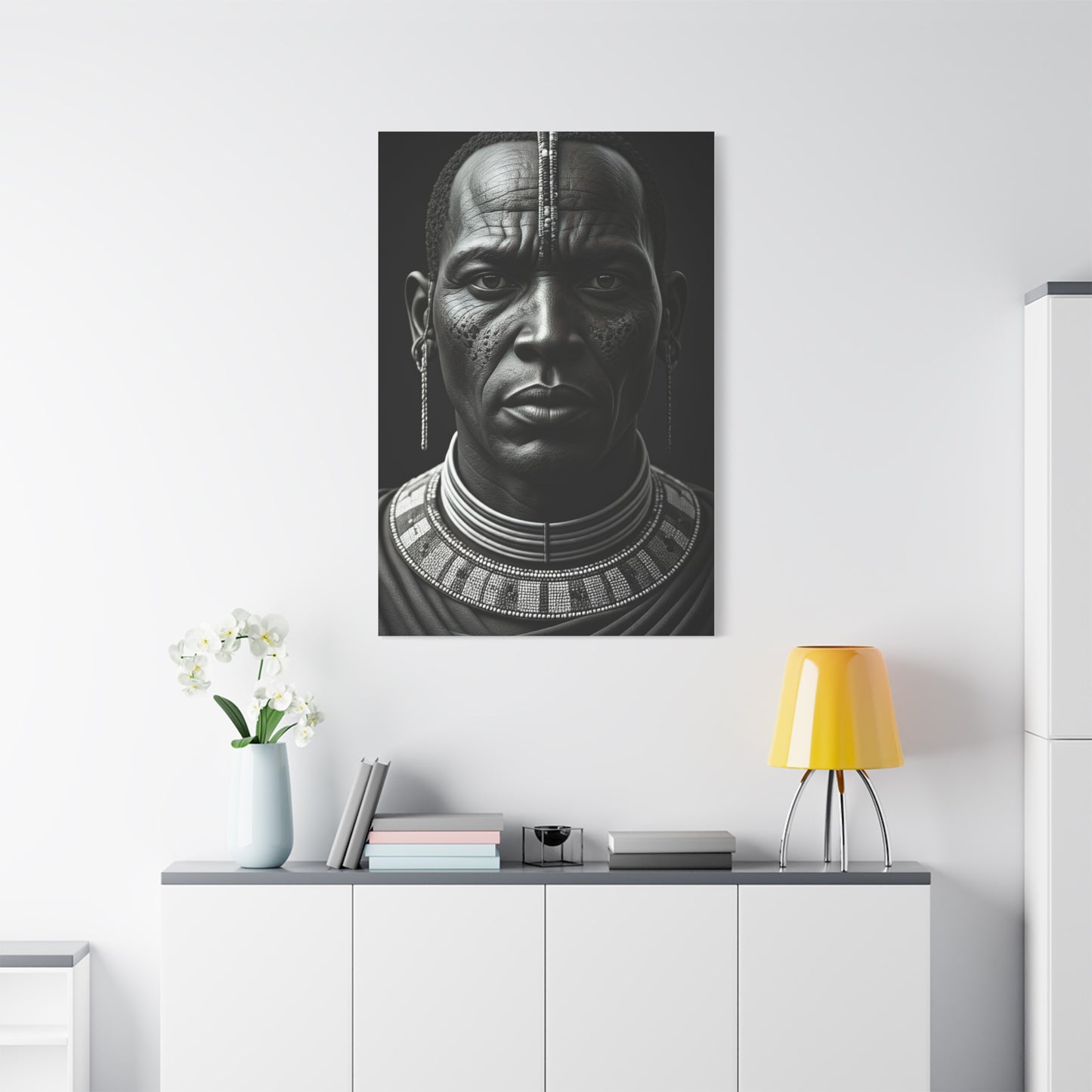 Tribal Elder with Ornamental Collar Wall Art & Canvas Prints