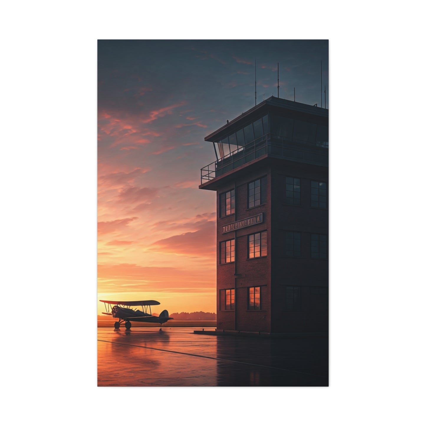 Sunset Airfield Tower Escape Wall Art & Canvas Prints