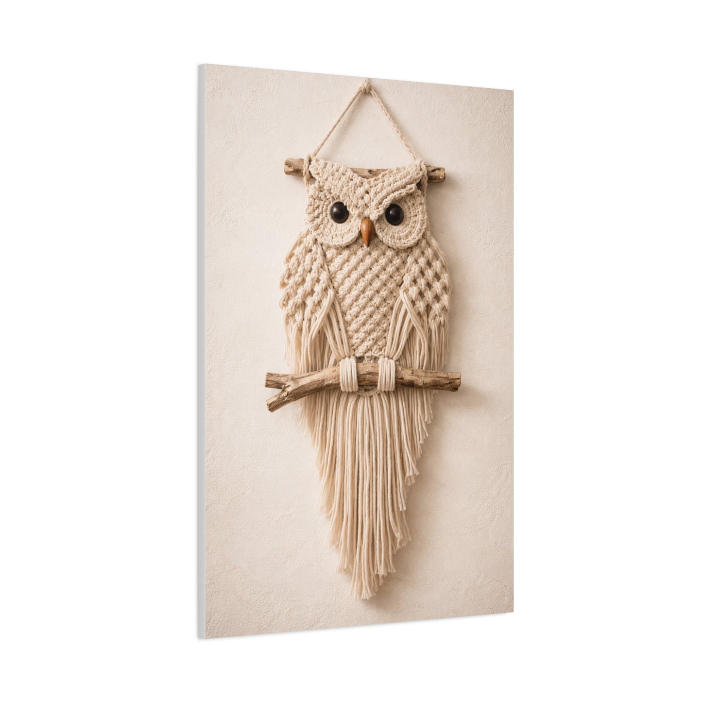 Boho Macrame Owl Textile Wall Art & Canvas Print