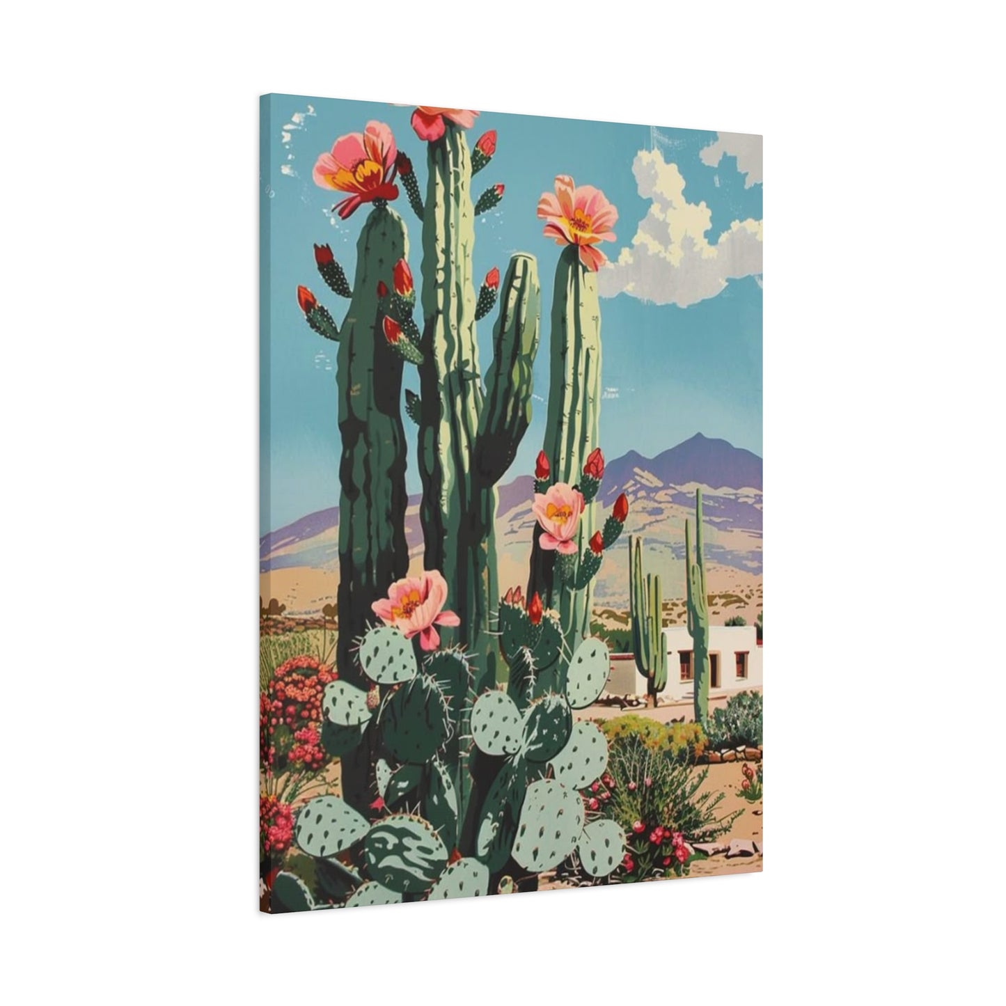 Flower Cactus In A Desert Wall Art & Canvas Prints