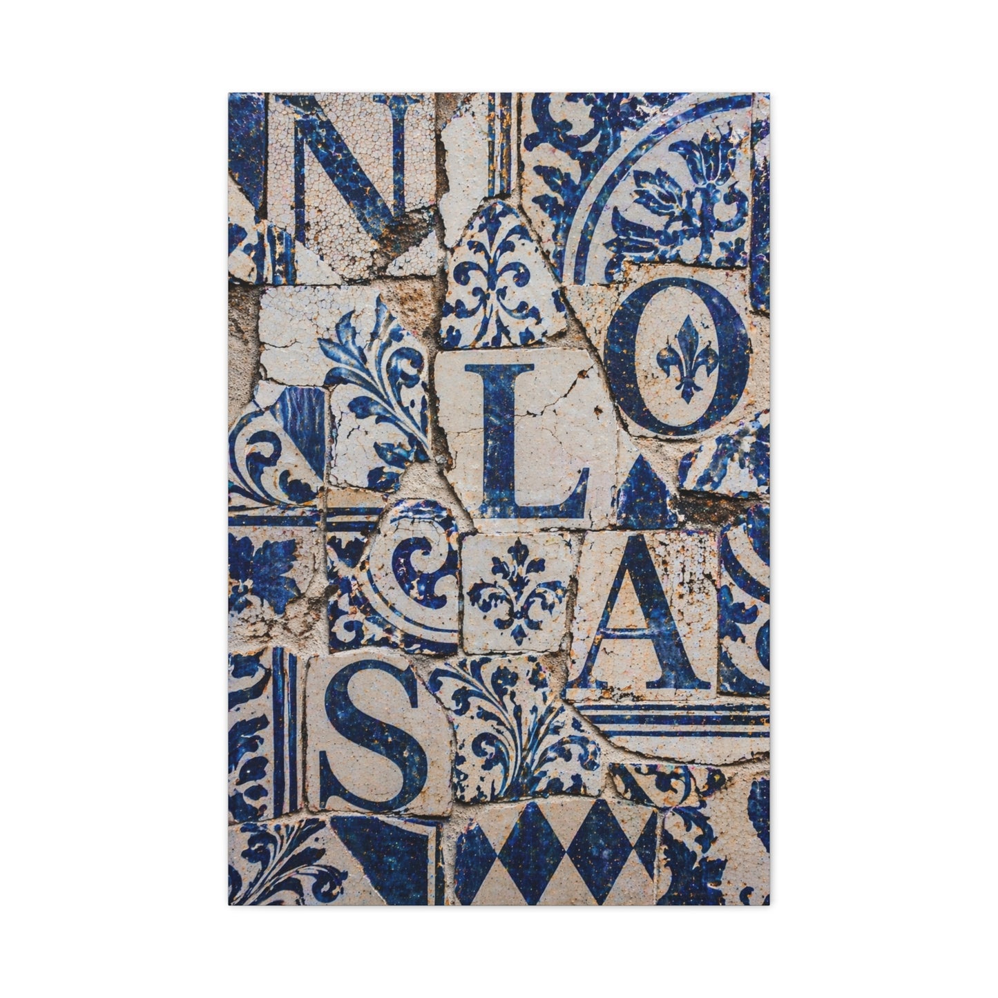 Blue Tile Mosaic Letter Composition Wall Art & Canvas Print