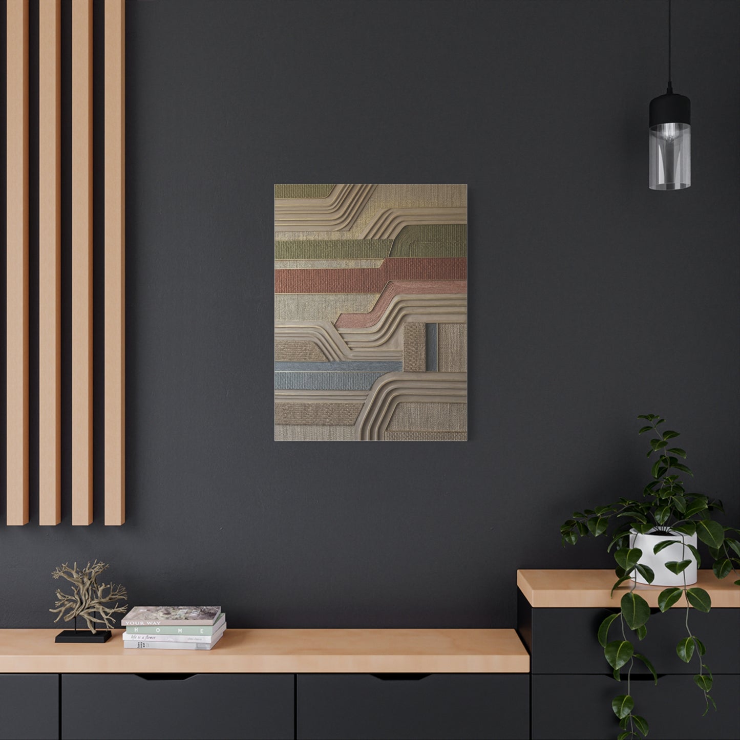 Sculpted Sisal & Plaster Geometric Wall Art & Canvas Print