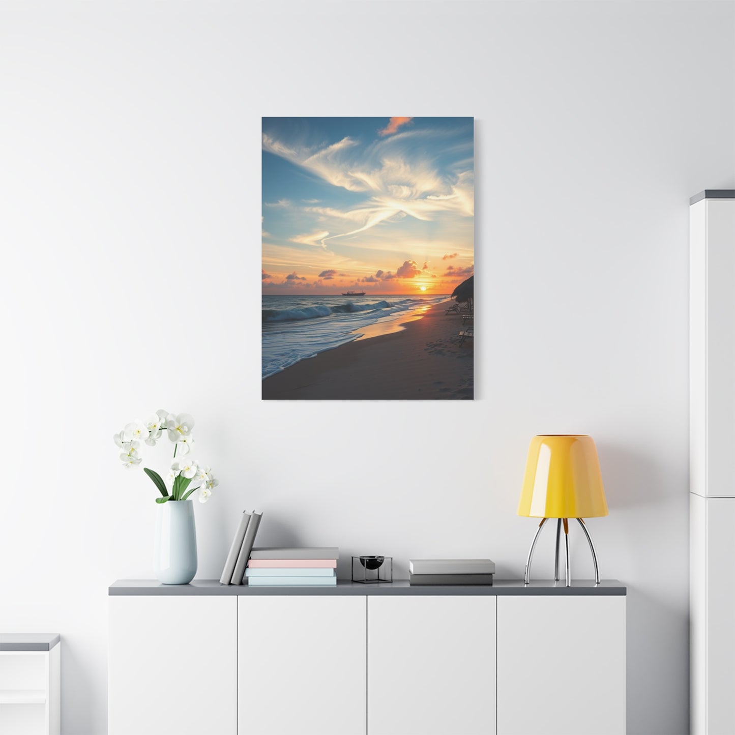 Supreme Beach Sunrise and Sunset Art Collection Wall Art & Canvas Print