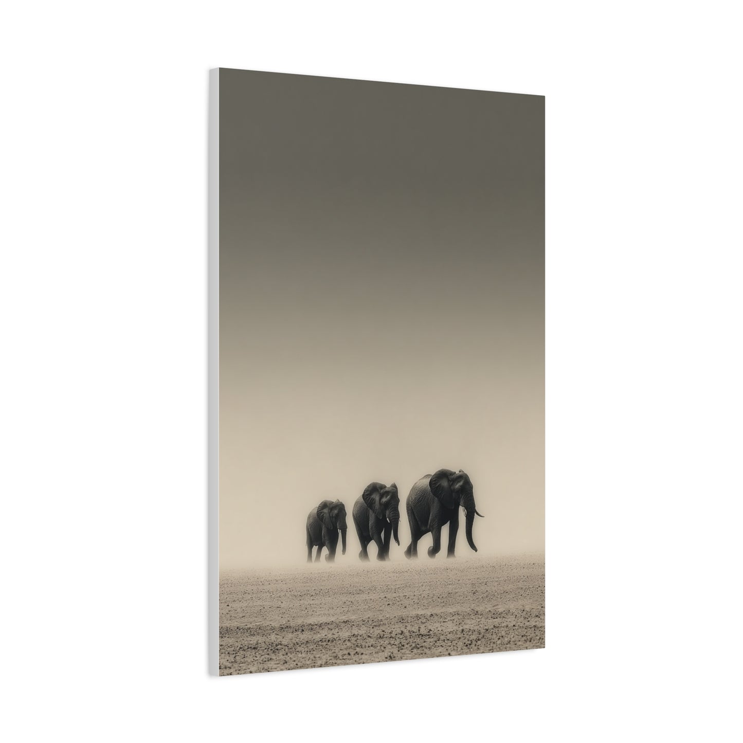 Minimal Elephant Family Dune Crossing Wall Art & Canvas Print