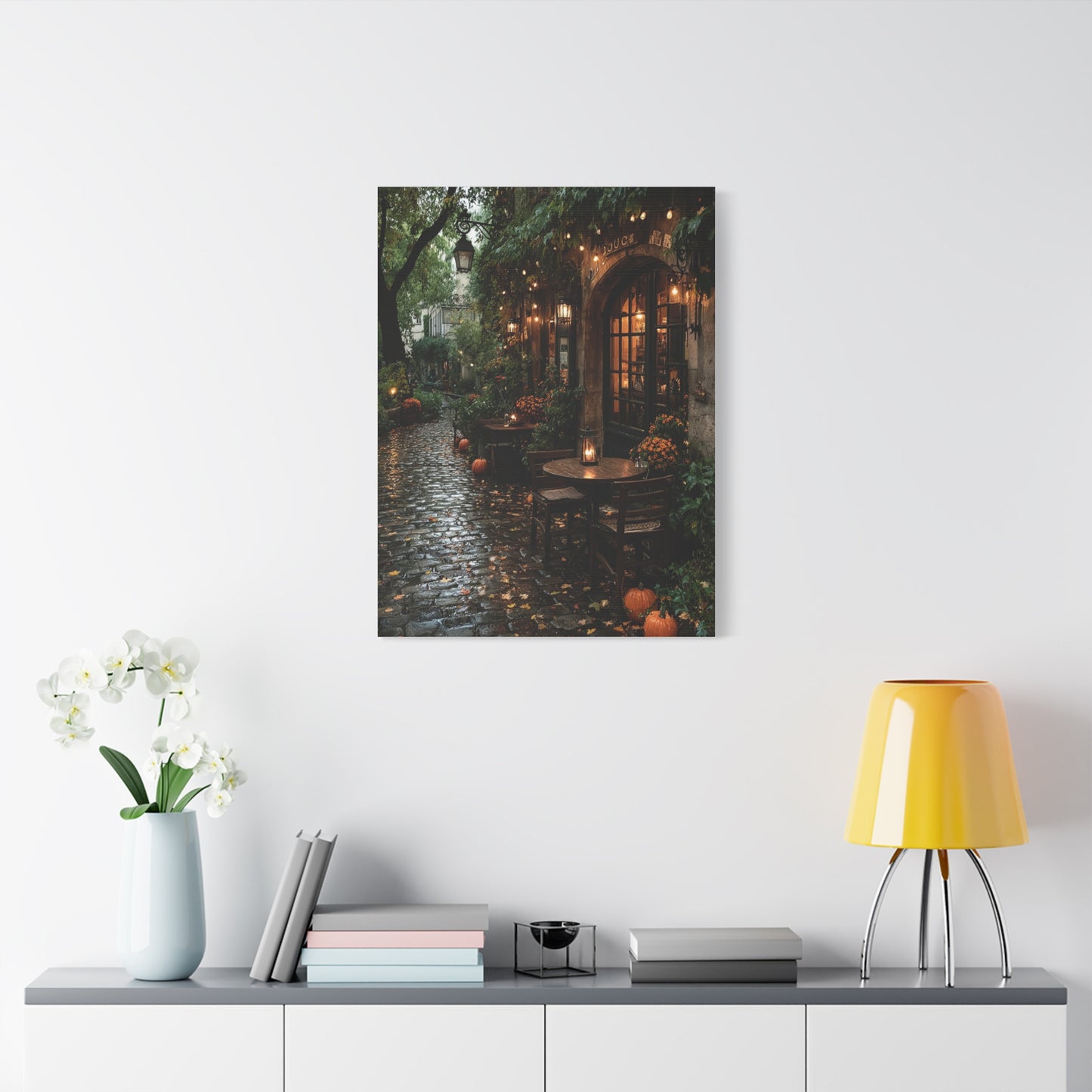 Paris Autumn Café Terrace Wall Art & Canvas Print